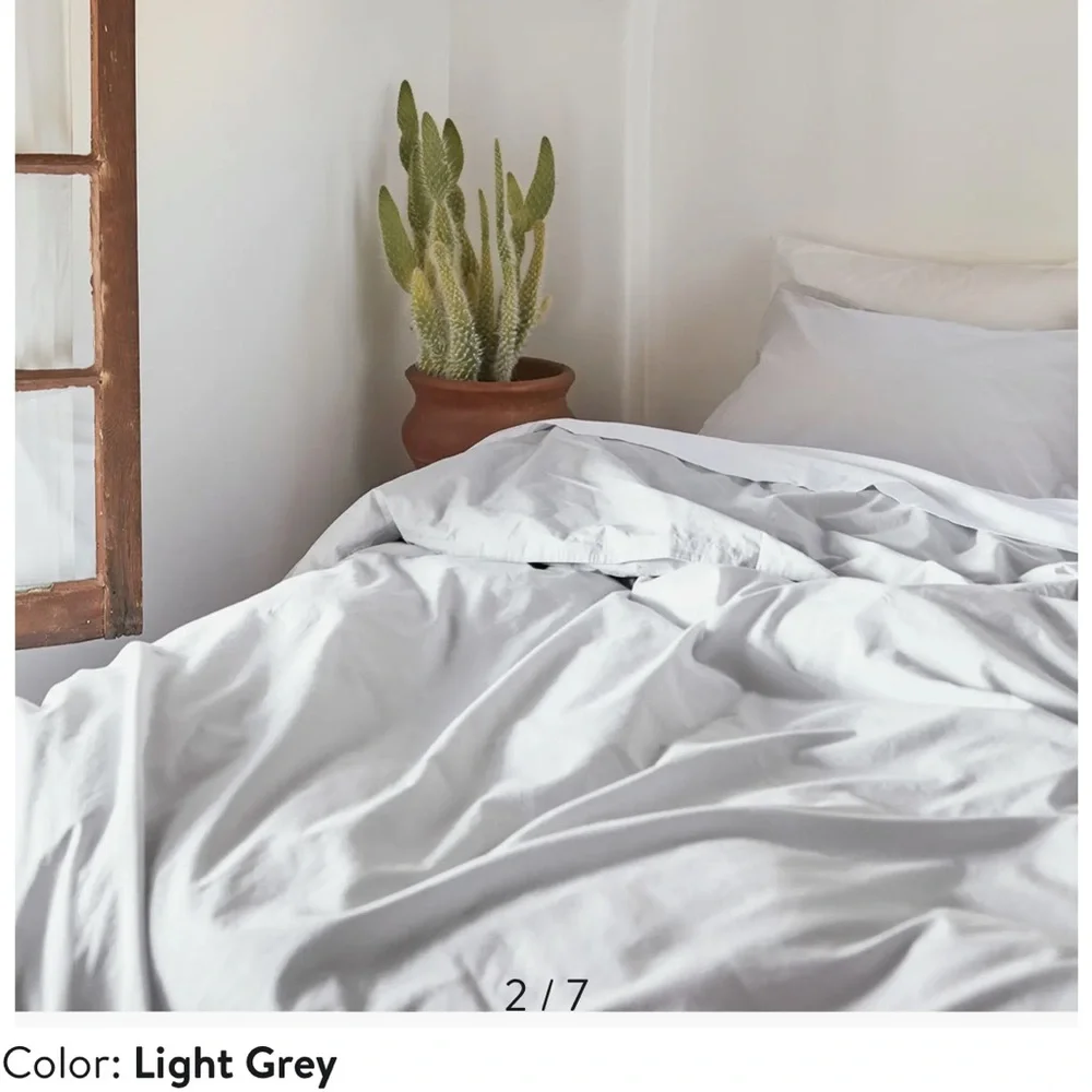Parachute Light Gray 100% Cotton Duvet Cover Size Full/Queen NEW $280
